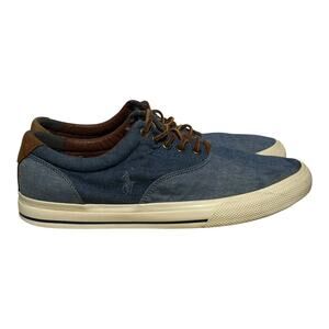 Polo Ralph Lauren Vaughn Chambray Blue Canvas Sneakers Men's Size 11D Low Top